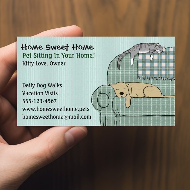 Cute Dog and Cat Pet Sitting - Animal Services Business Card (Creator Uploaded)