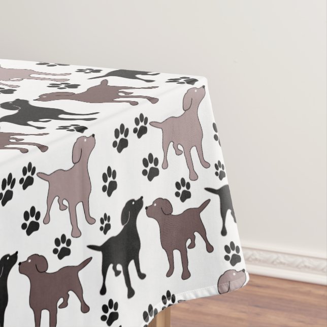 Cute Dog and Paw Prints Tablecloth (In Situ)