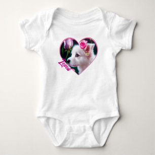 Cute Dog And Rose Collection Baby Bodysuit