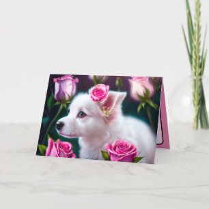 Cute Dog And Rose Collection Card