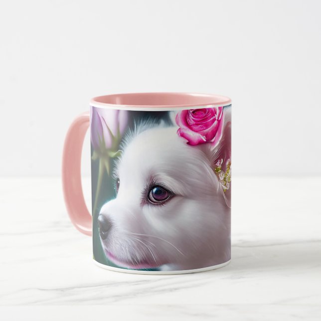 Cute Dog And Rose Collection Mug (Front Left)