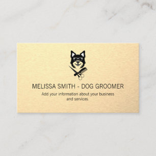 Cute Dog and Scissors Logo Groomer Appointment Card
