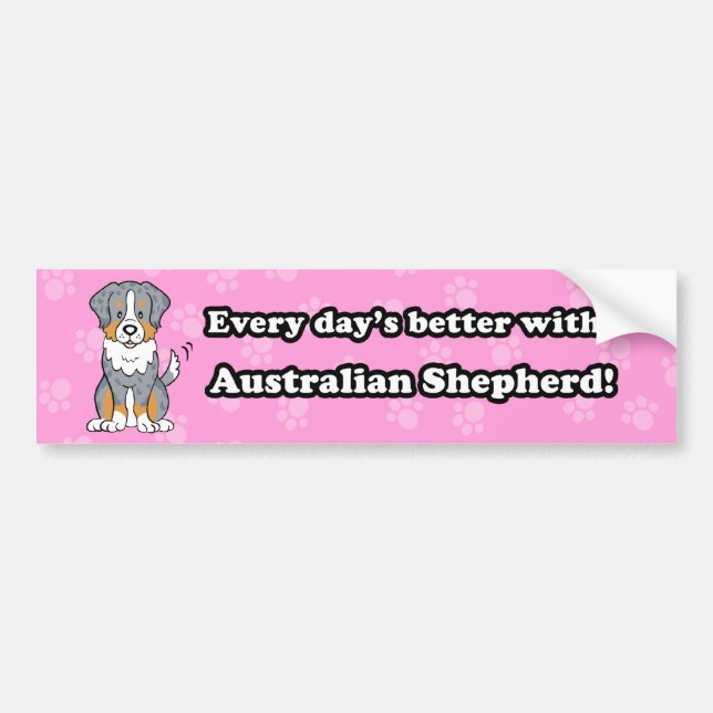 Cute  Dog Australian Shepherd Bumper Sticker (Front)