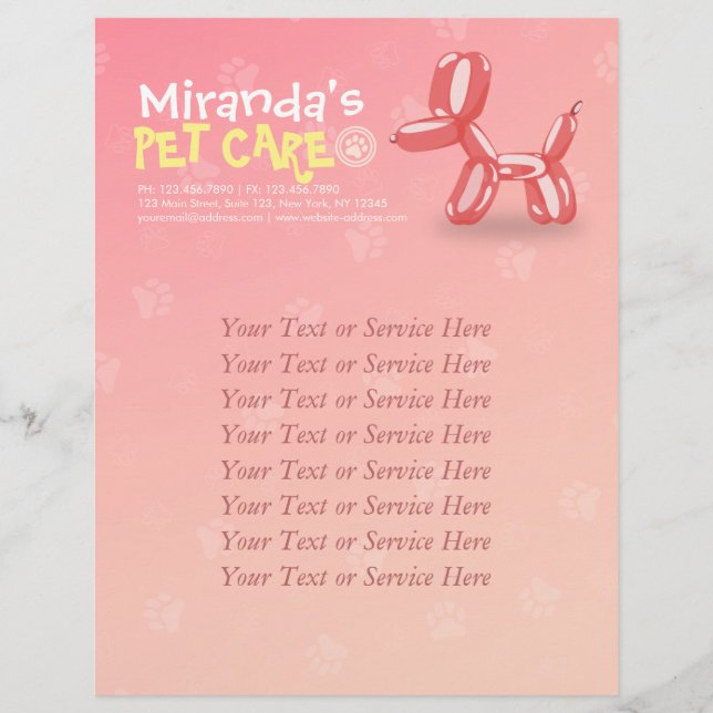 Cute Dog Balloon Pet Care Grooming Sitting Bathing Flyer (Front)