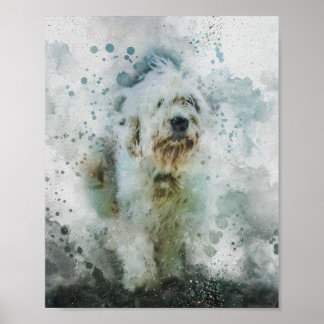 cute dog beautiful watercolor painting poster
