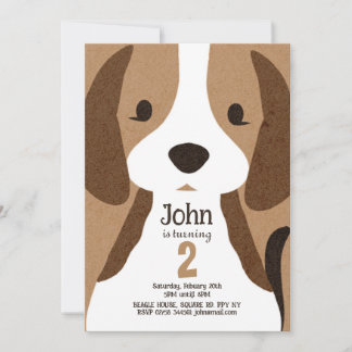 Cute Dog Birthday Card, Personalise Dog Birthday  Invitation