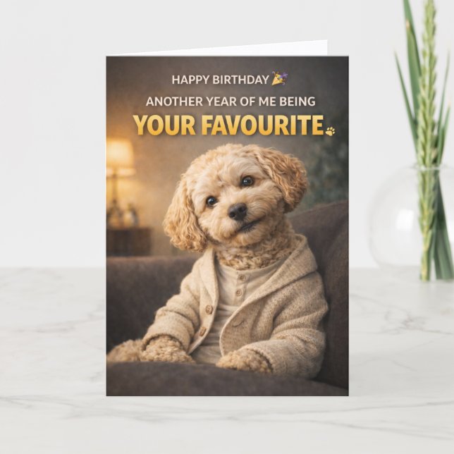 Cute Dog Birthday Card Your Favourite Cockapoo (Front)