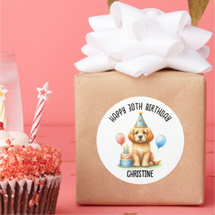 Cute dog Birthday Party favours Classic Round Sticker