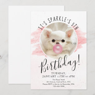 Cute Dog Birthday Party   Sparkle The Tiny Chi  Invitation