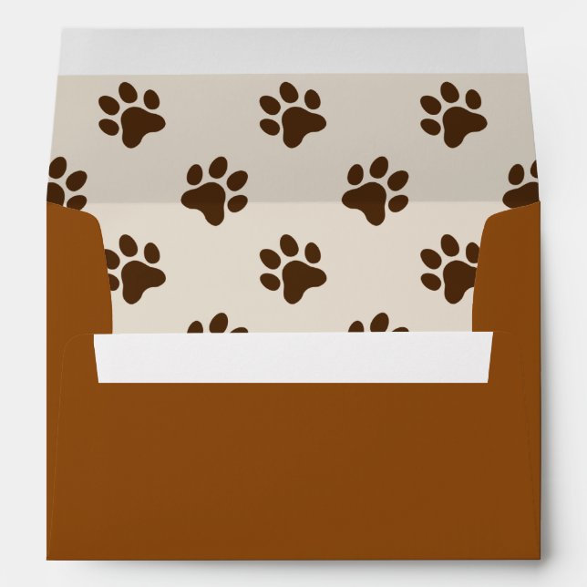Cute dog black paw print and white  envelope (Back (Bottom))