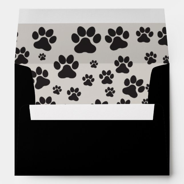 Cute dog black paw print and white  envelope (Back (Bottom))