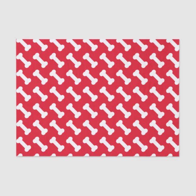 Cute Dog Bone Pattern - Red Personalised  Tissue Paper (Front)