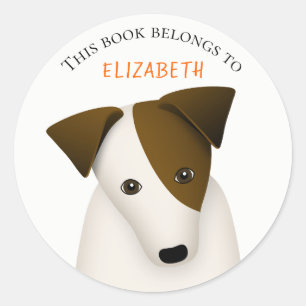 cute dog book label with child's name