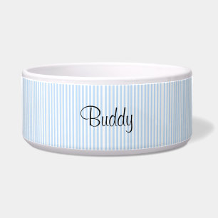 Cute Dog Bowl Blue & White Stripe
