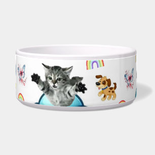 Cute Dog Bowl Cat Dog Mouse Rainbow
