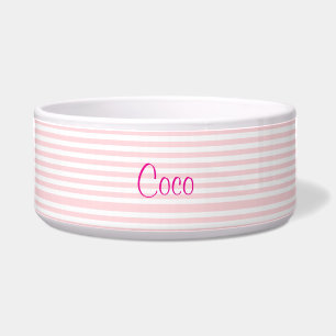 Cute Dog Bowl Pink & White Stripe