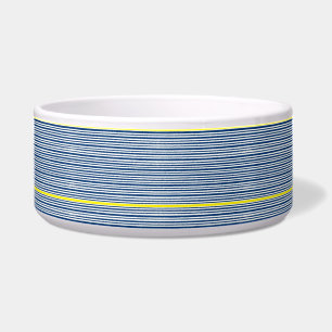 Cute Dog Bowl Yellow, Blue & White Stripe