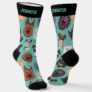 Cute Dog Breed Pattern Puppy Lover Dow Owner Socks