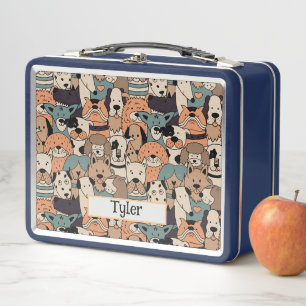 Cute Dog Breed Personalised  Metal Lunch Box