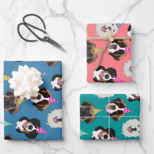Cute Dog Breeds Birthday Wrapping Paper Sheet