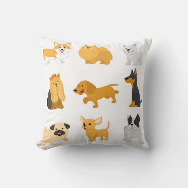 Cute Dog Breeds Cushion (Front)