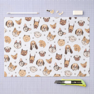 Cute Dog Breeds Pattern Tissue Paper