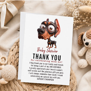Cute Dog Caricatures Baby Shower Thank You Card