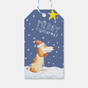 Cute Dog Cartoon - Merry Christmas Gift Tag