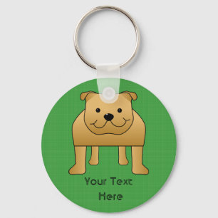Cute Dog Cartoon. Red Bulldog. Key Ring