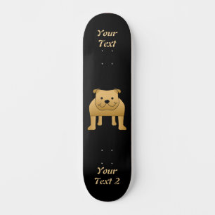 Cute Dog Cartoon. Red Bulldog. Skateboard