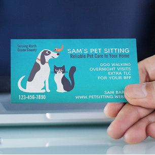 Cute Dog Cat and Bird   Animal Lover's Pet Sitting Business Card