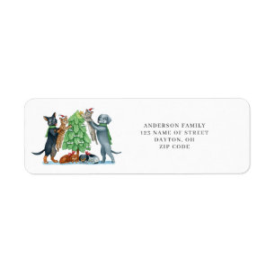 Cute Dog Cat Christmas Return Address Label
