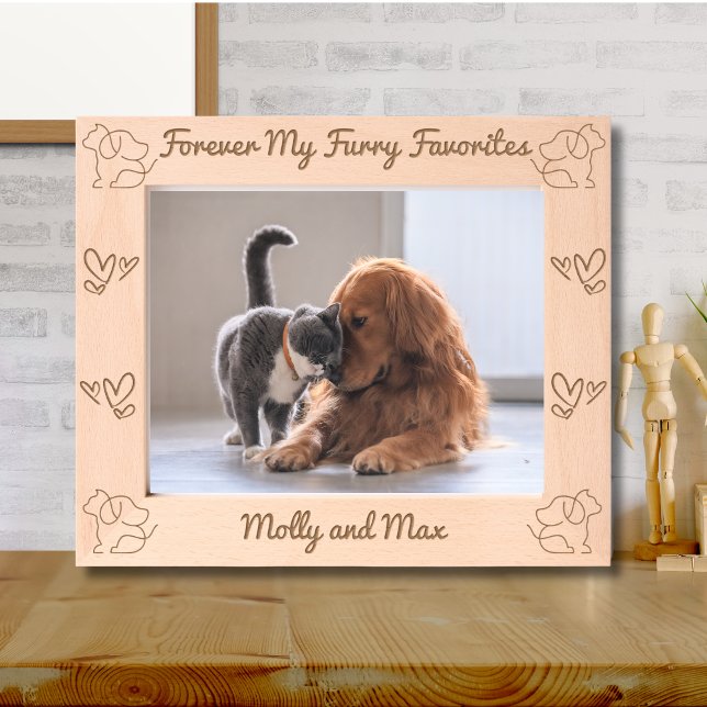 Cute Dog Cat Forever My Furry Favourite Personalis Etched Frames (Creator Uploaded)