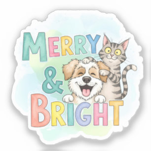Cute Dog & Cat Merry & Bright 
