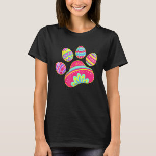 Cute Dog Cat Paw Easter Egg Girls Womens T-Shirt
