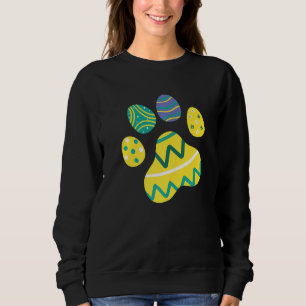 Cute Dog Cat Paw Easter Eggs Dog Cat Easter Day Pe Sweatshirt
