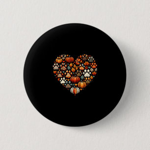 Cute Dog Cat Paw Print Pumpkin Autumn Leaf Fall Th 6 Cm Round Badge