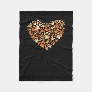 Cute-dog-cat-paw-print-pumpkin-autumn-leaf-fall-th Fleece Blanket