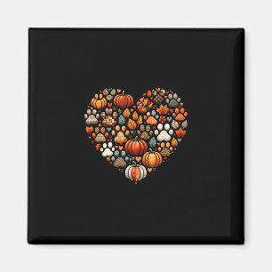 Cute Dog Cat Paw Print Pumpkin Autumn Leaf Fall Th Magnet