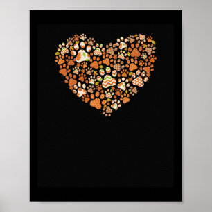 Cute-dog-cat-paw-print-pumpkin-autumn-leaf-fall-th Poster