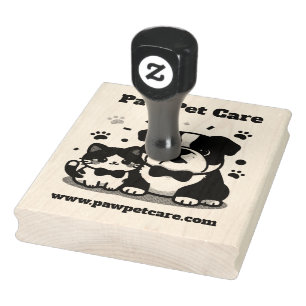 Cute Dog Cat Pet Business Name Logo Website Rubber Stamp