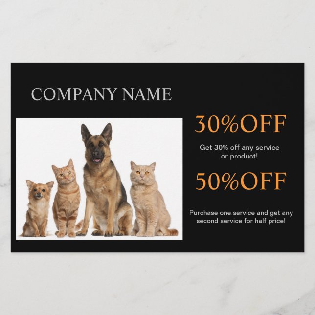Cute dog cat pet sitter animal sitter pet groomer flyer (Front)