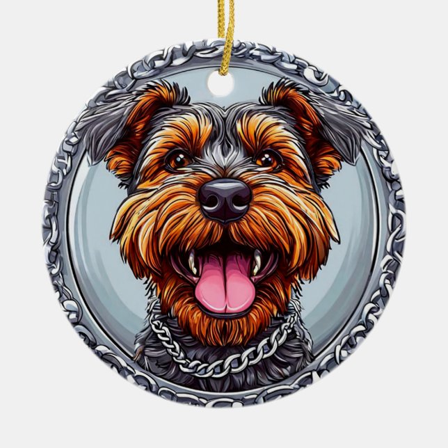 Cute Dog Ceramic Ornament (Front)