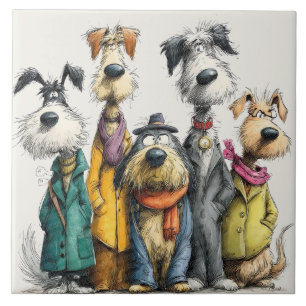 Cute dog characters ceramic tile