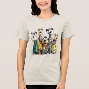 Cute dog characters Tri-Blend shirt