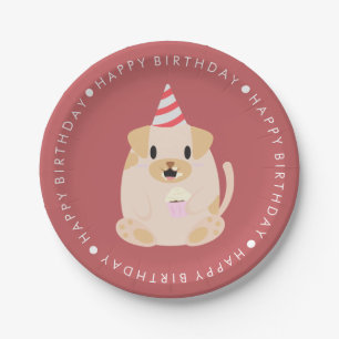 Cute Dog Children's Birthday Party Paper Plate