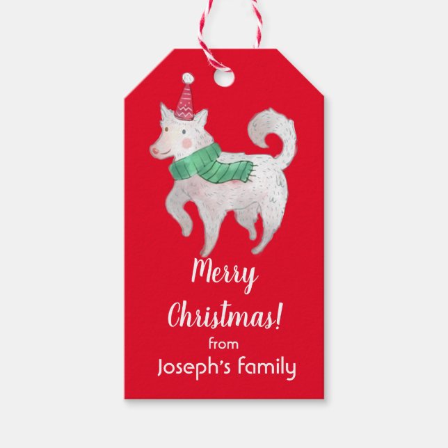 Cute dog christmas  gift tags (Front)