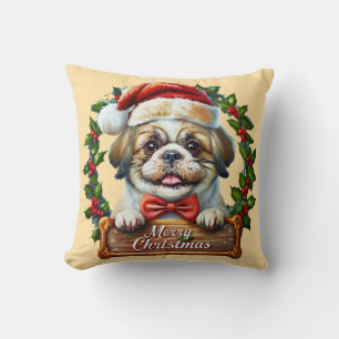 Cute Dog Christmas Ornament - Merry Christmas" Cushion