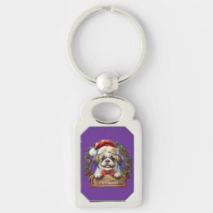 Cute Dog Christmas Ornament - Merry Christmas Key Ring