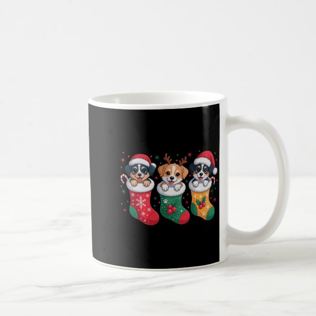 Cute Dog Christmas Pajama Santa Hat Xmas Men Women Coffee Mug (Right)